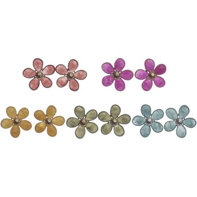 RESIN FLOWER STUD EARRINGS