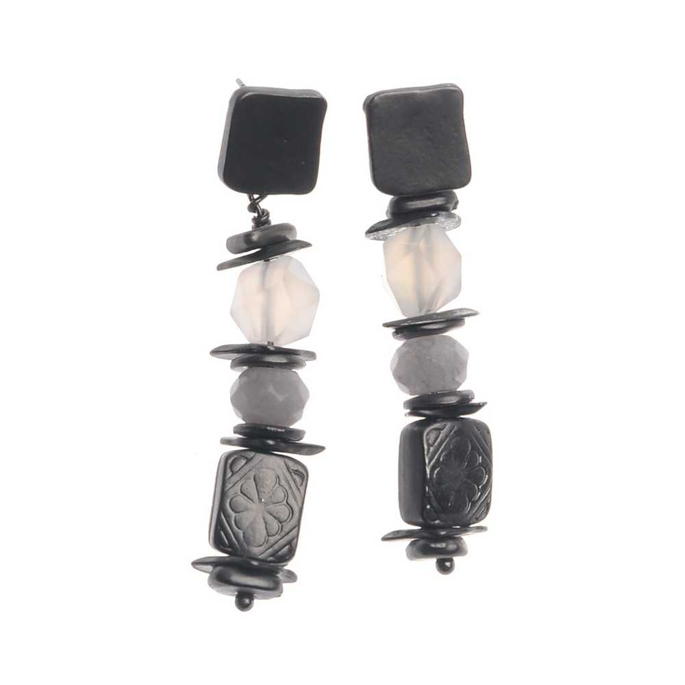 METAL STONE EARRINGS