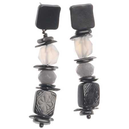 METAL STONE EARRINGS