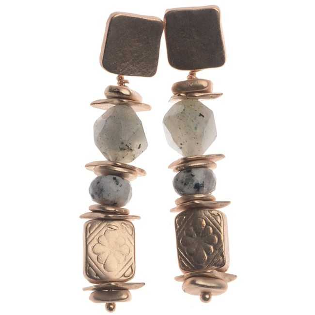 METAL STONE EARRINGS