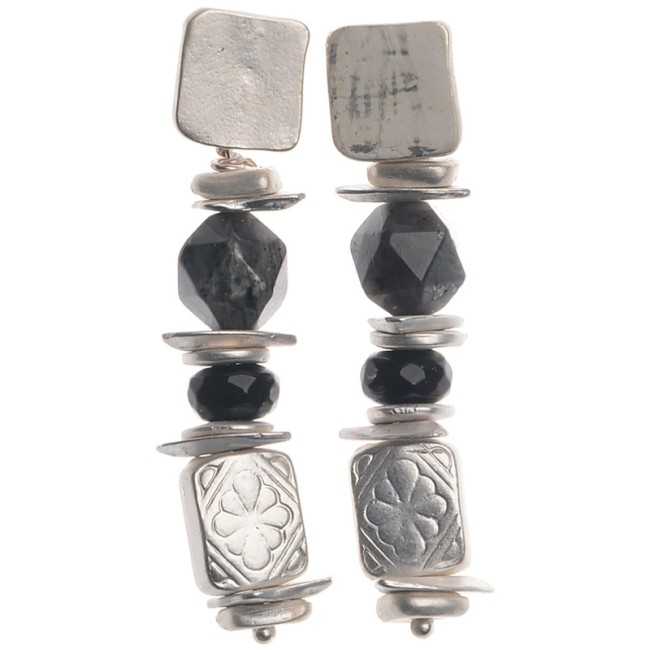 METAL STONE EARRINGS