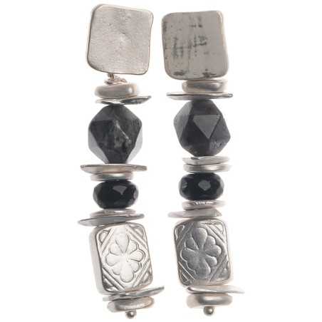 METAL STONE EARRINGS