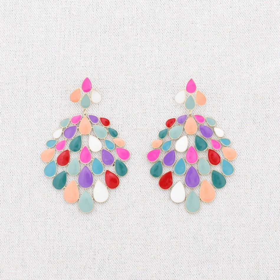 STEEL EARRINGS WITH ENAMEL DROPS