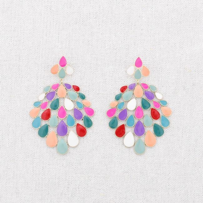 PENDIENTES ACERO GOTITAS ESMALTE