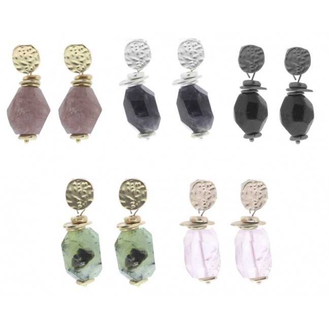 IRREGULAR STONE PENDANT EARRINGS