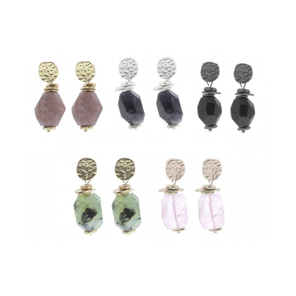 IRREGULAR STONE PENDANT EARRINGS