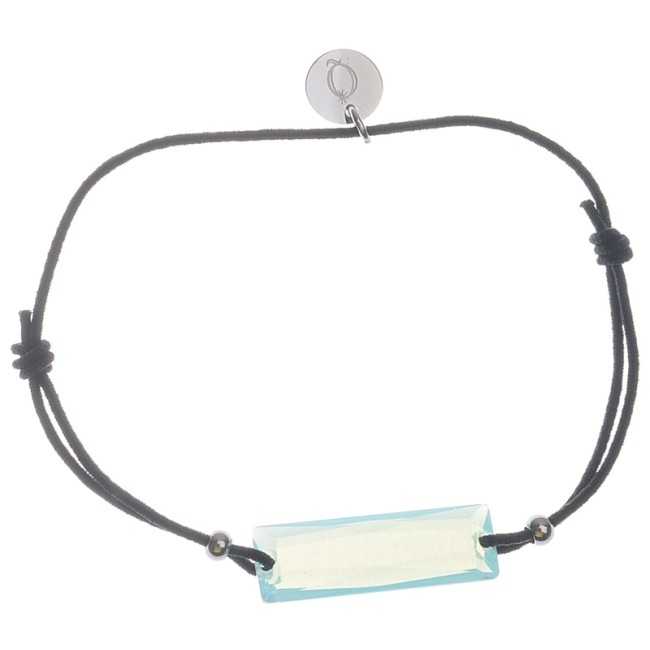 PULSERA ELÁSTICA CRISTAL RECTANGULAR FACETADO ACERO