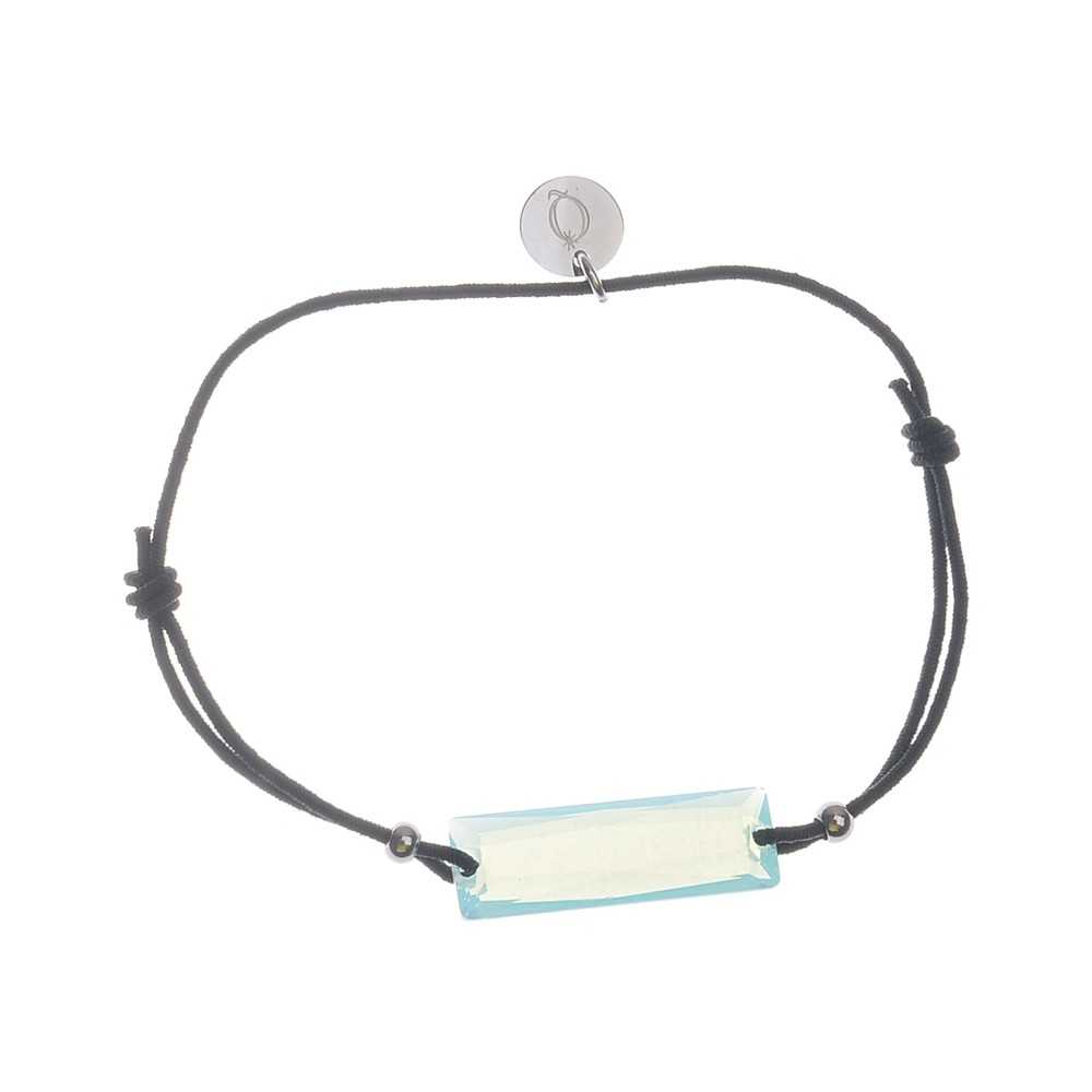 PULSERA ELÁSTICA CRISTAL RECTANGULAR FACETADO ACERO