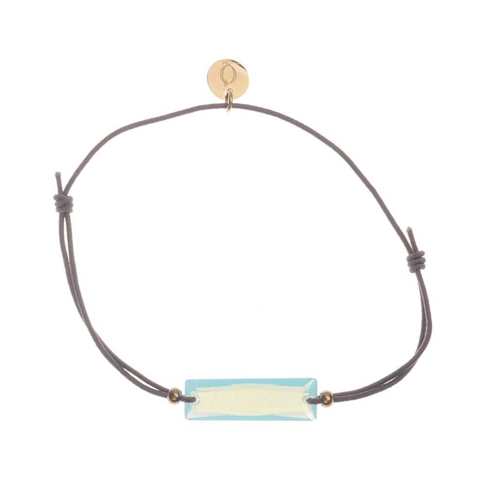 PULSERA ELÁSTICA CRISTAL RECTANGULAR FACETADO ACERO