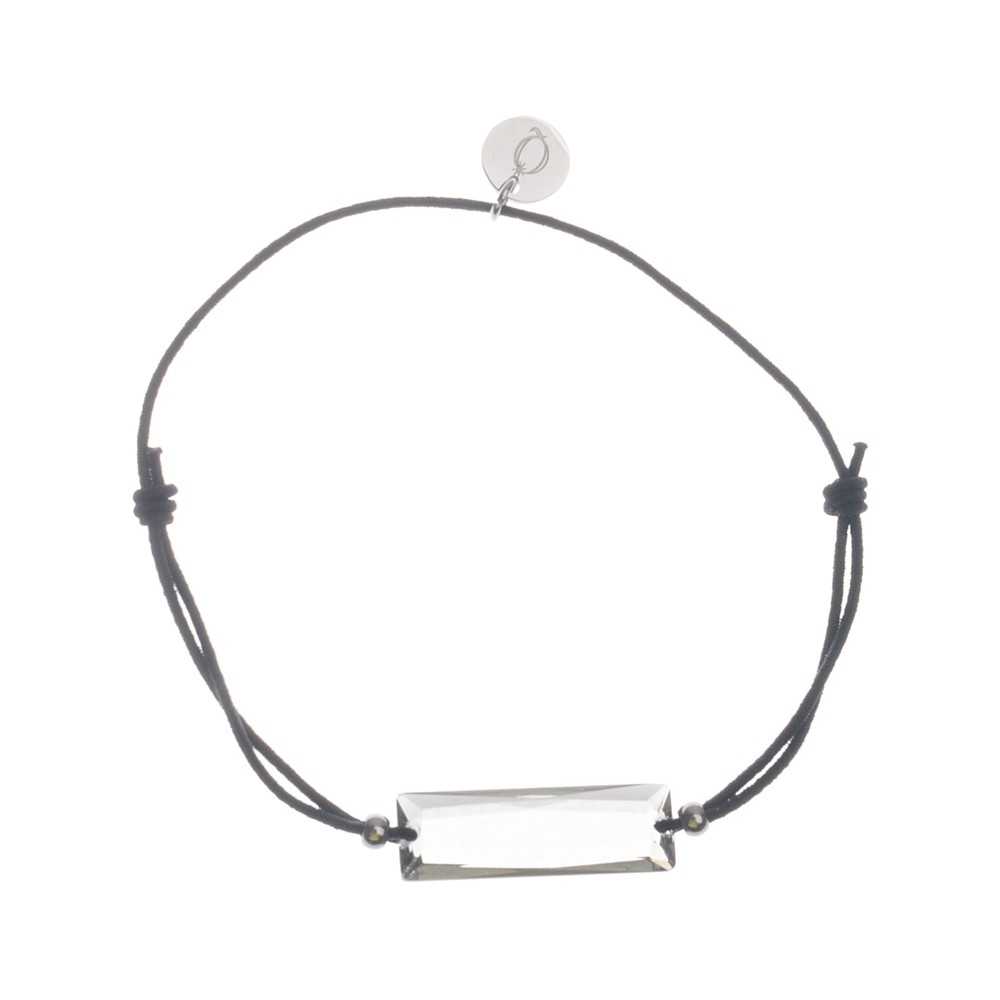 STEEL FACETED RECTANGULAR CRYSTAL ELASTIC BRACELET