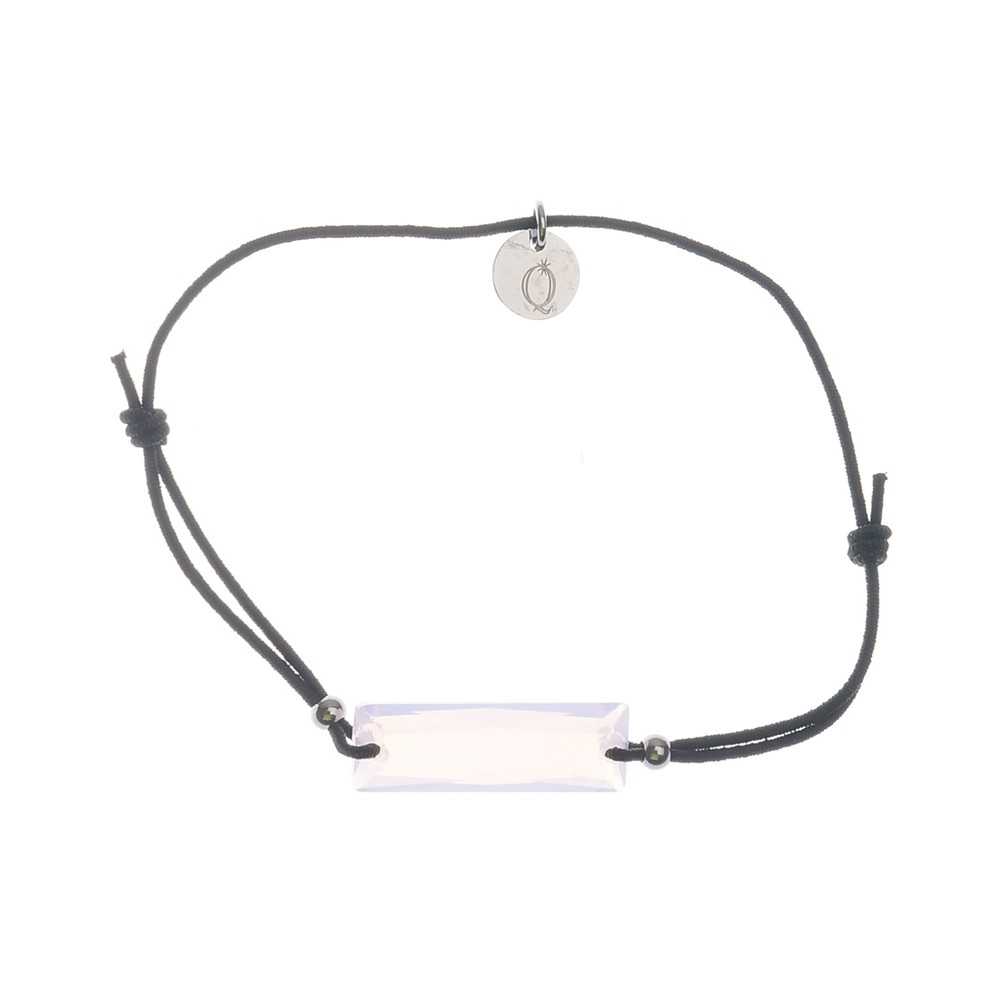 PULSERA ELÁSTICA CRISTAL RECTANGULAR FACETADO ACERO