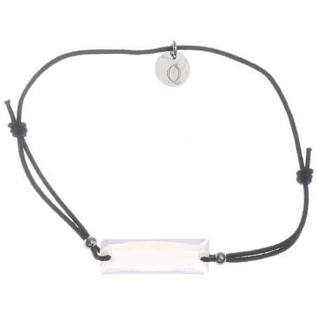 PULSERA ELÁSTICA CRISTAL RECTANGULAR FACETADO ACERO