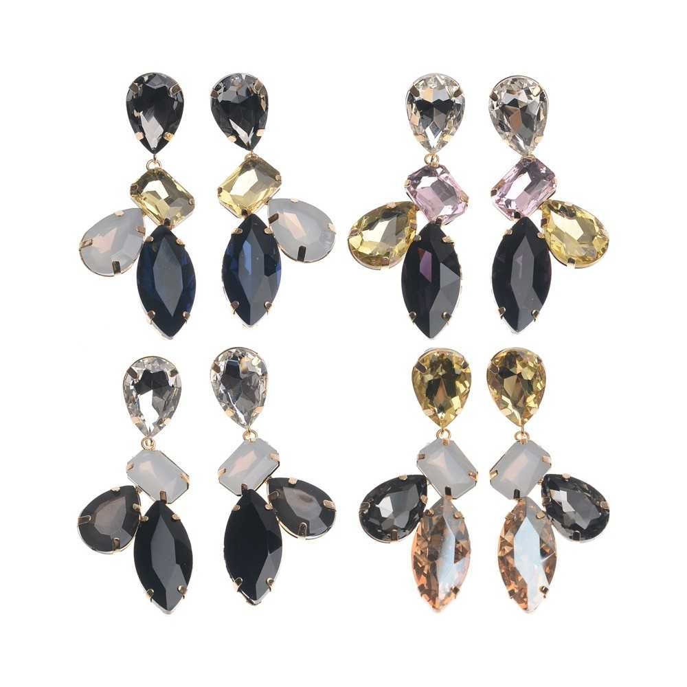 METAL EARRINGS WITH FACETED CRYSTALS