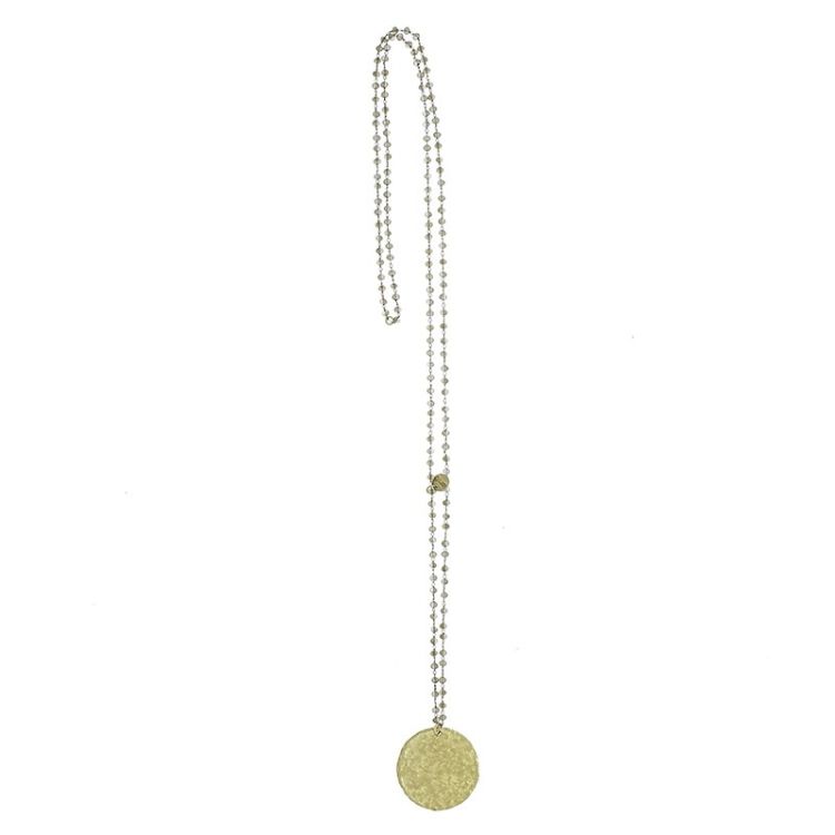 METAL MEDAL PENDANT LONG NECKLACE