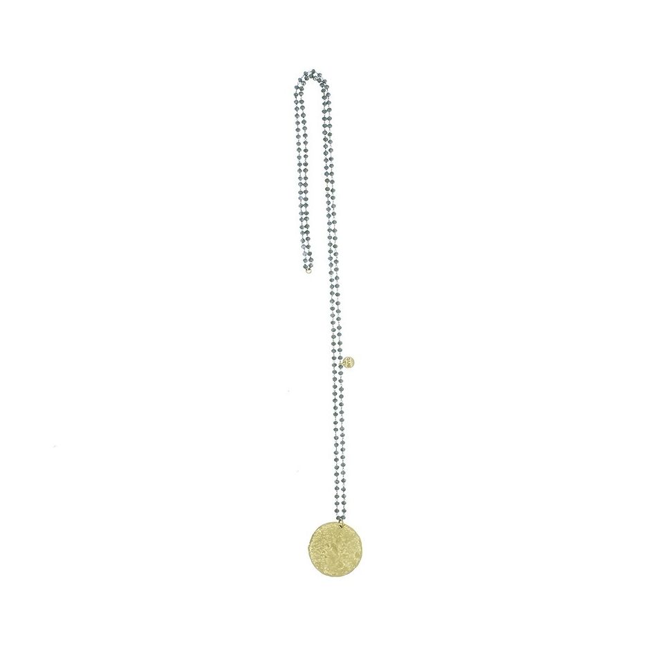 COLLAR LARGO COLGANTE MEDALLA METAL