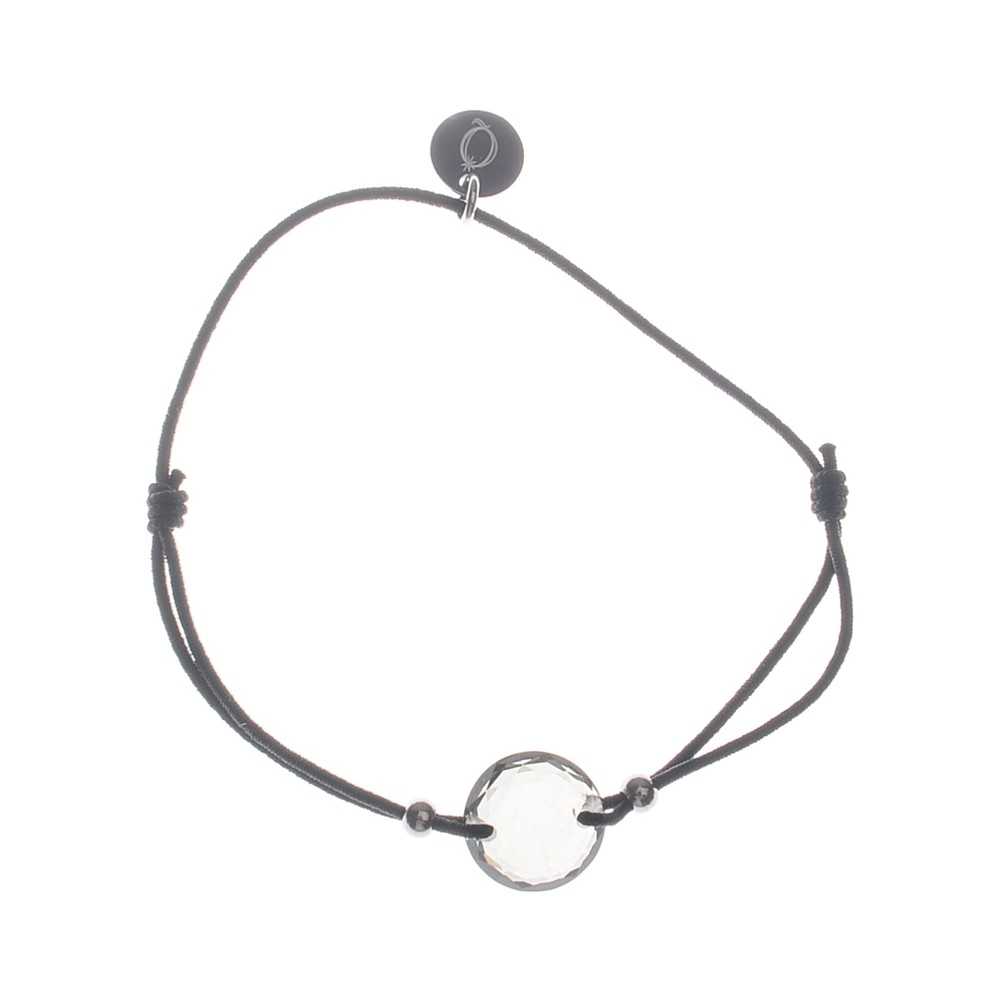 ROUND FACETED STEEL ELASTIC CRYSTAL BRACELET