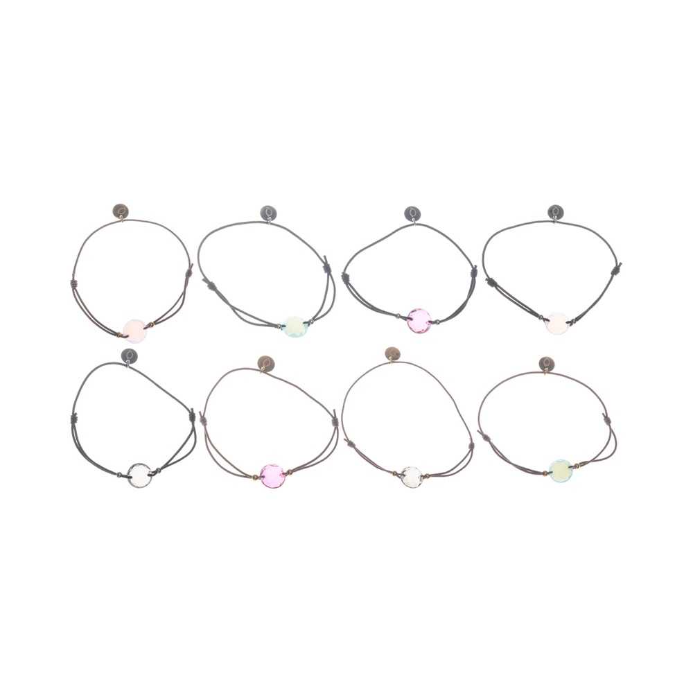 ROUND FACETED STEEL ELASTIC CRYSTAL BRACELET