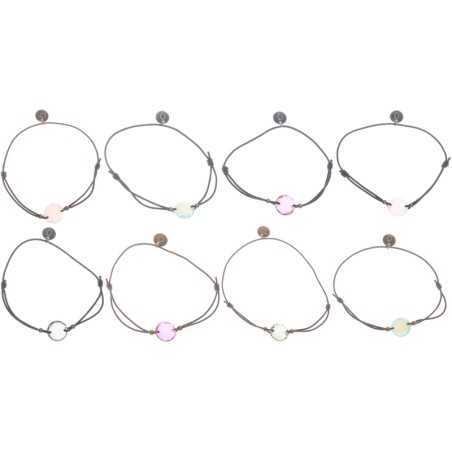 ROUND FACETED STEEL ELASTIC CRYSTAL BRACELET