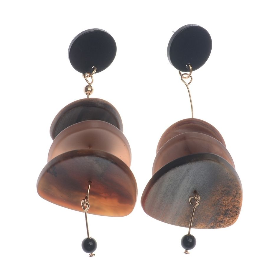 TRIPLE MATT RESIN PENDANT EARRINGS