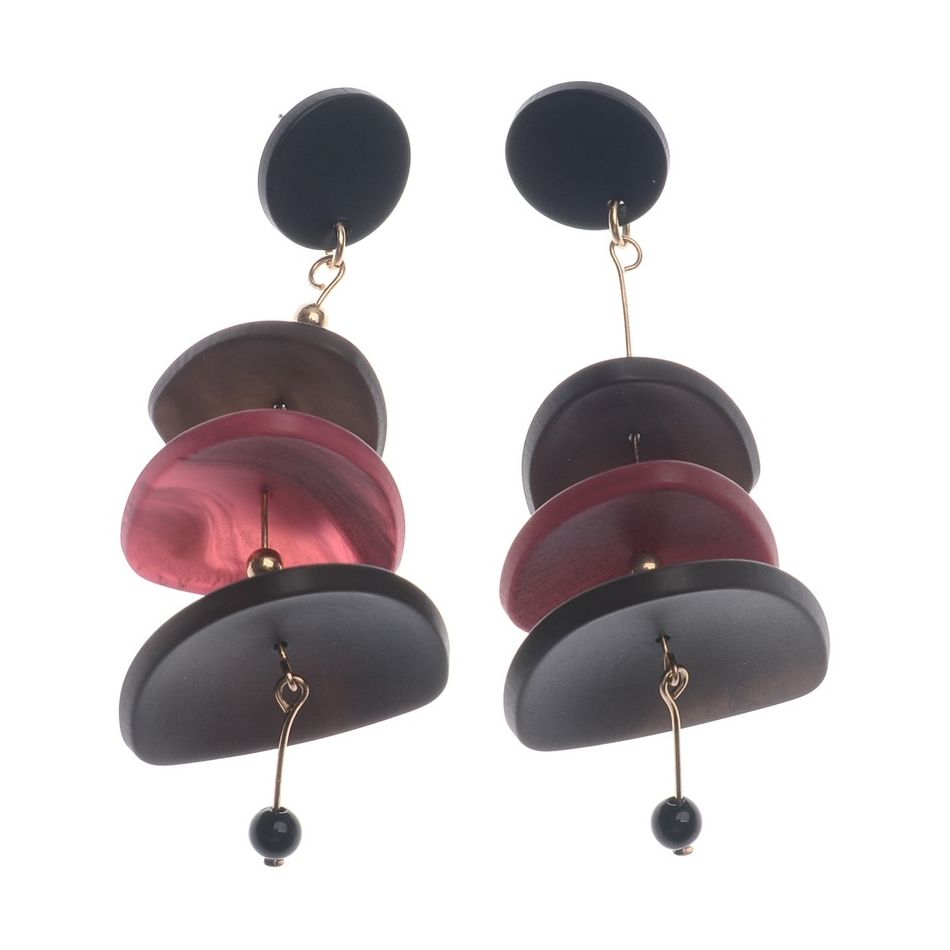TRIPLE MATT RESIN PENDANT EARRINGS