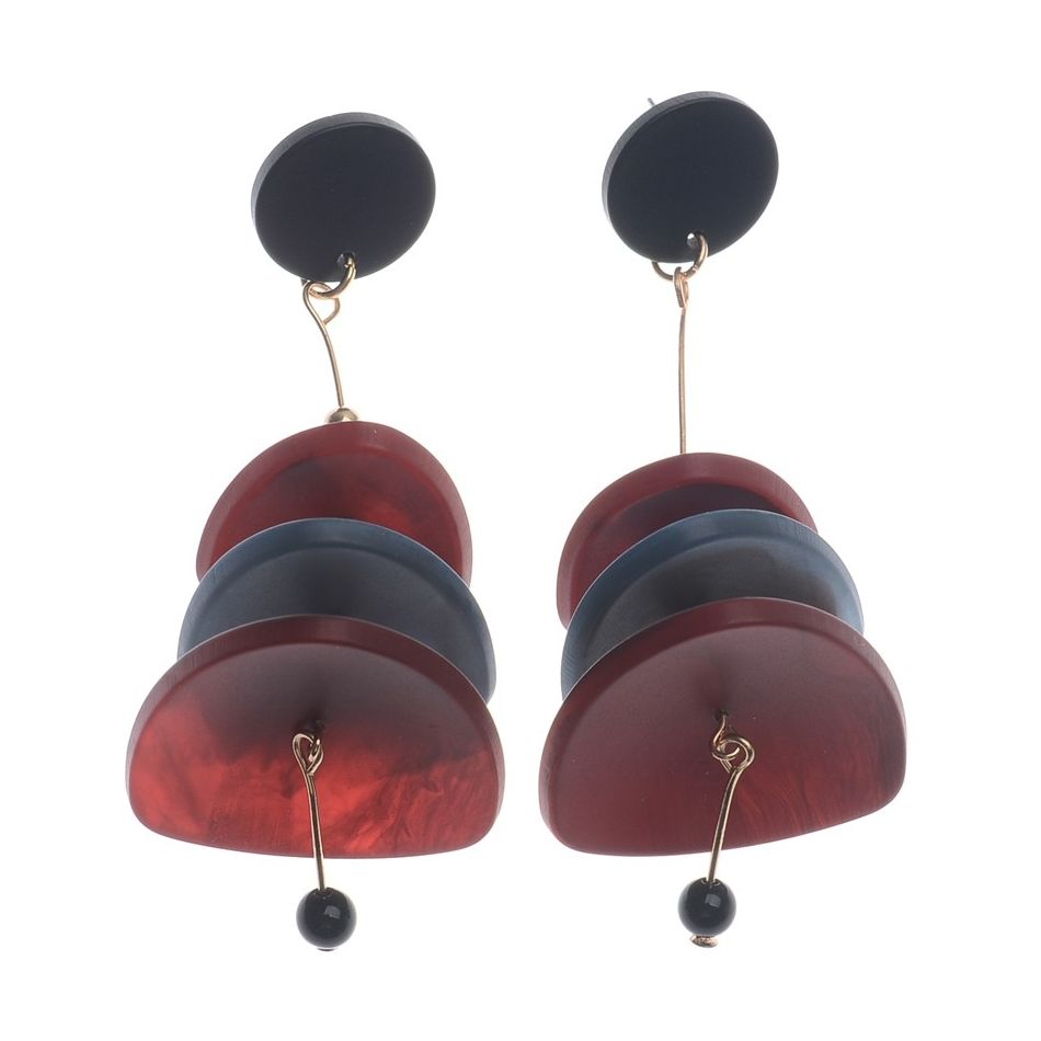TRIPLE MATT RESIN PENDANT EARRINGS