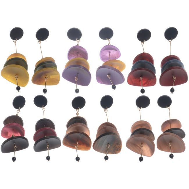 TRIPLE MATT RESIN PENDANT EARRINGS