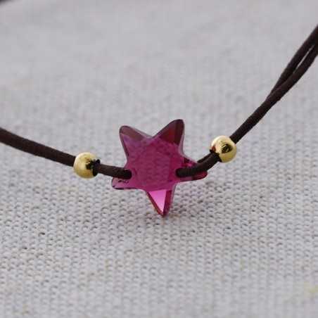 STEEL FACETED GLASS STAR ELASTIC BRACELET