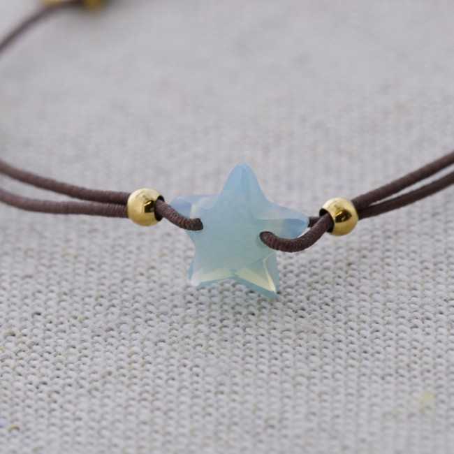 STEEL FACETED GLASS STAR ELASTIC BRACELET