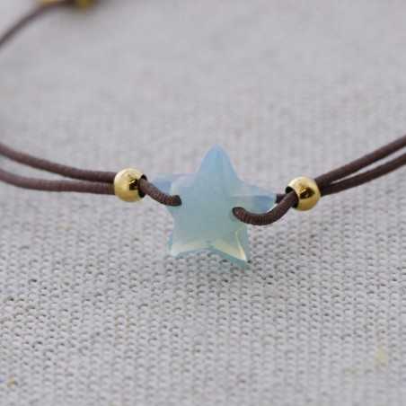 STEEL FACETED GLASS STAR ELASTIC BRACELET