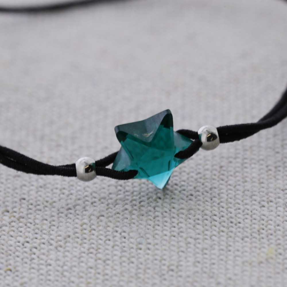 STEEL FACETED GLASS STAR ELASTIC BRACELET