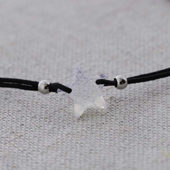 STEEL FACETED GLASS STAR ELASTIC BRACELET