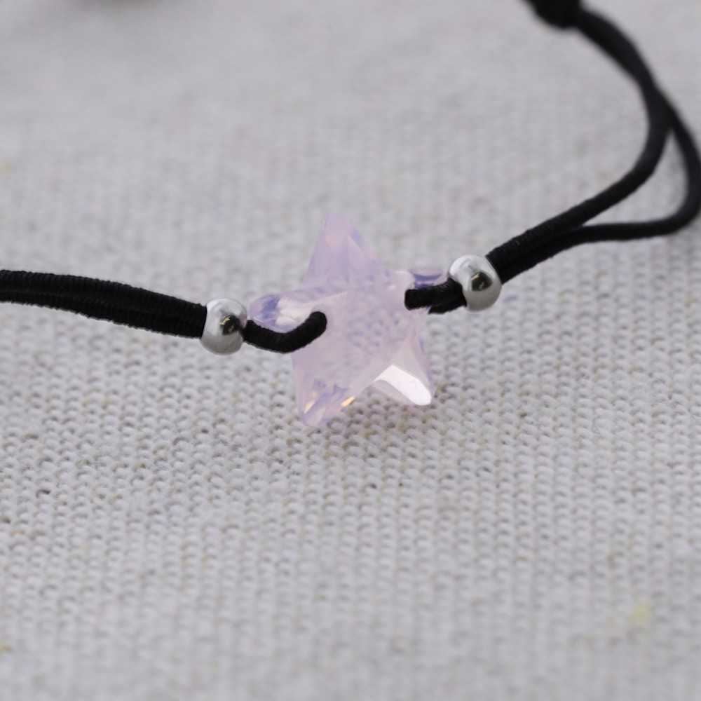 STEEL FACETED GLASS STAR ELASTIC BRACELET