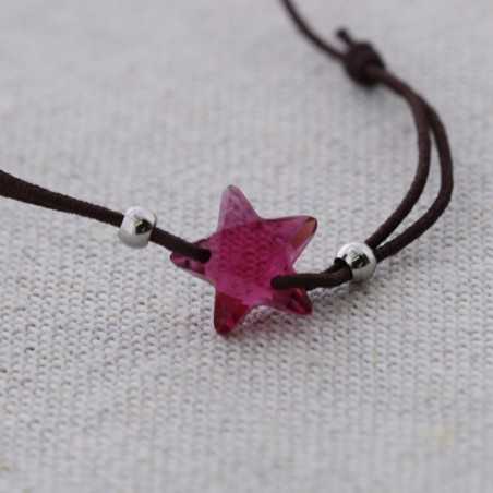 STEEL FACETED GLASS STAR ELASTIC BRACELET