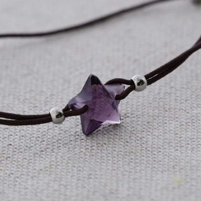 STEEL FACETED GLASS STAR ELASTIC BRACELET