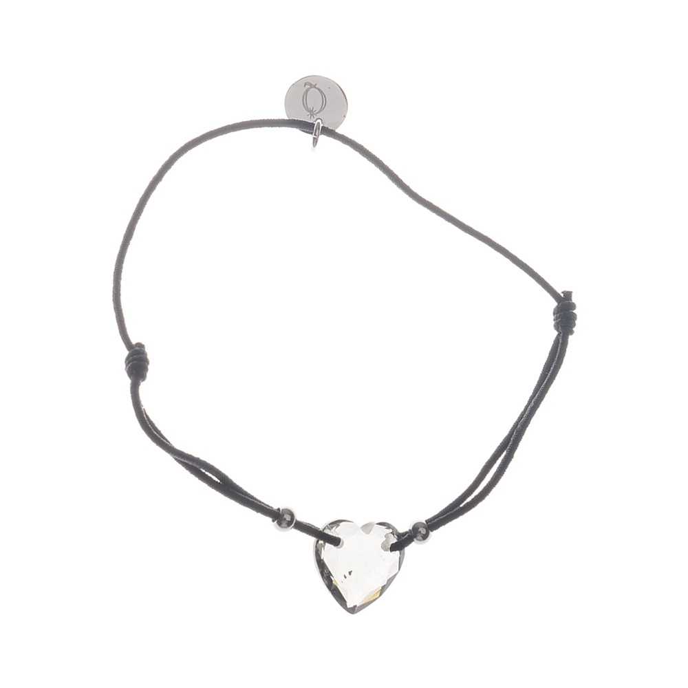 ELASTIC STEEL FACETED CRYSTAL HEART BRACELET