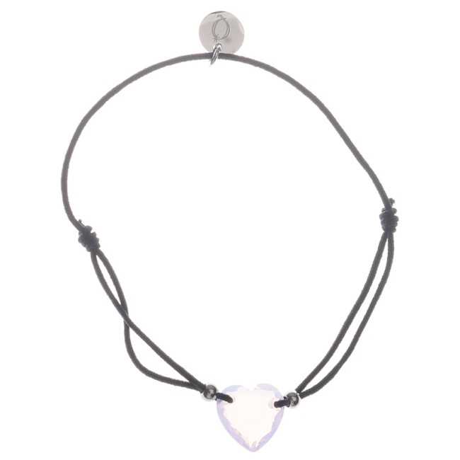ELASTIC STEEL FACETED CRYSTAL HEART BRACELET