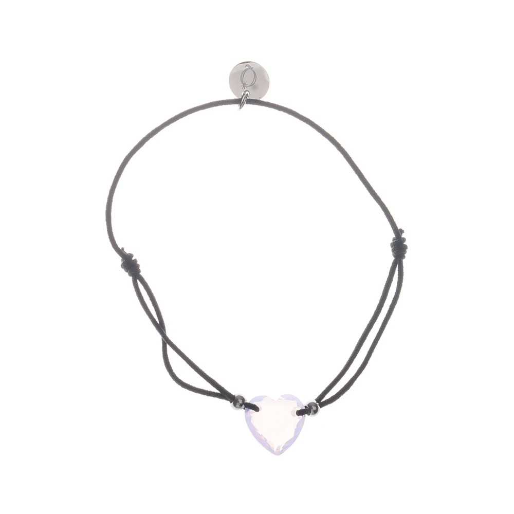 ELASTIC STEEL FACETED CRYSTAL HEART BRACELET