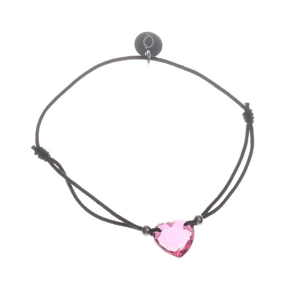 ELASTIC STEEL FACETED CRYSTAL HEART BRACELET