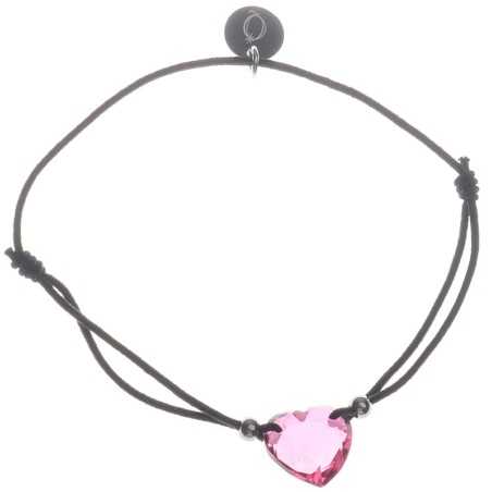 ELASTIC STEEL FACETED CRYSTAL HEART BRACELET