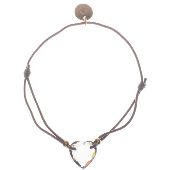 ELASTIC STEEL FACETED CRYSTAL HEART BRACELET