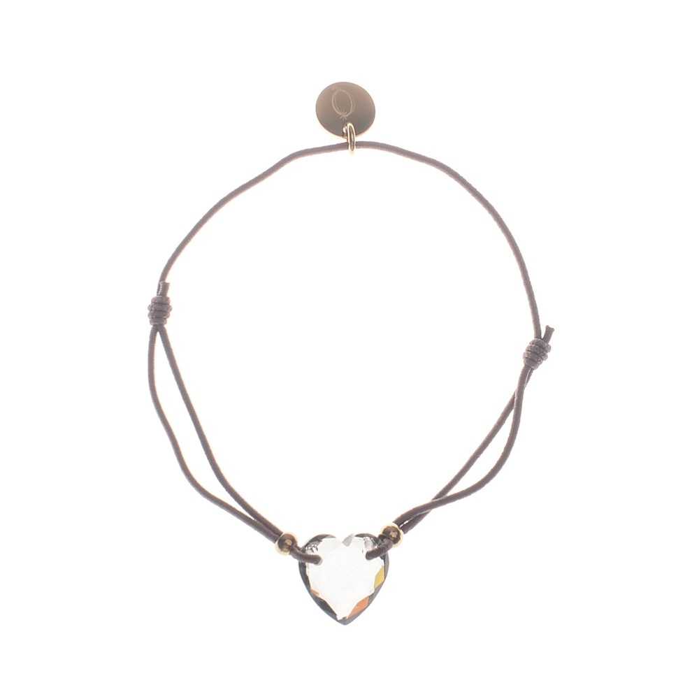 ELASTIC STEEL FACETED CRYSTAL HEART BRACELET