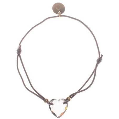 ELASTIC STEEL FACETED CRYSTAL HEART BRACELET