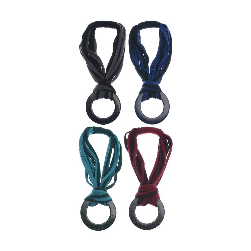 ELASTIC FABRIC SHORT NECKLACE WITH CIRCLE HANGING KNOT