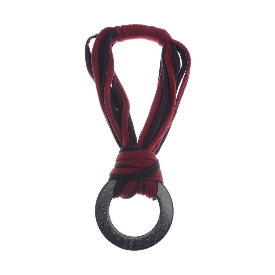 ELASTIC FABRIC SHORT NECKLACE WITH CIRCLE HANGING KNOT