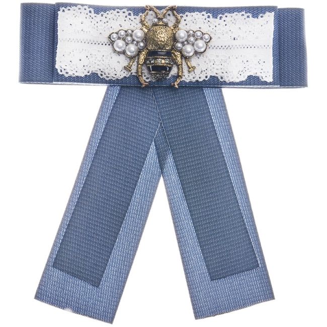 CRYSTAL BEE BOW BROOCH