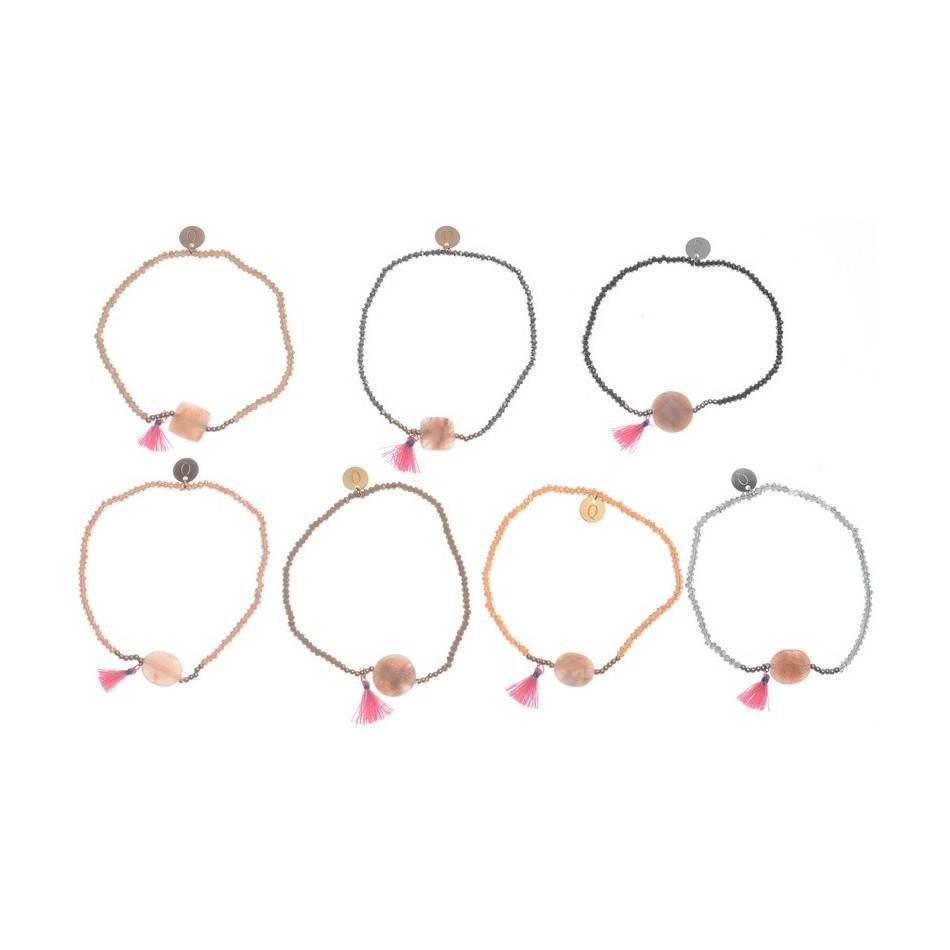 ELASTIC CRYSTAL BEADS FRINGE BRACELET
