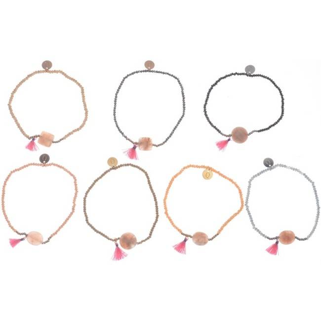 ELASTIC CRYSTAL BEADS FRINGE BRACELET