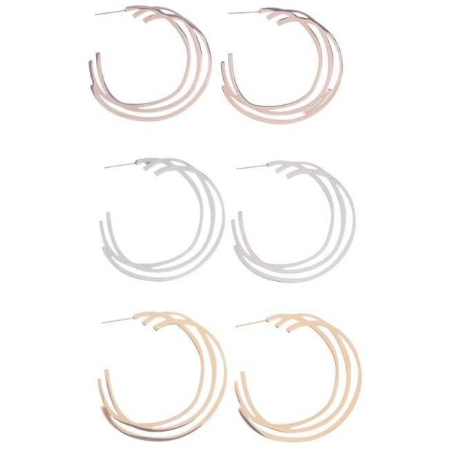 STEEL IRREGULAR HOOP EARRINGS