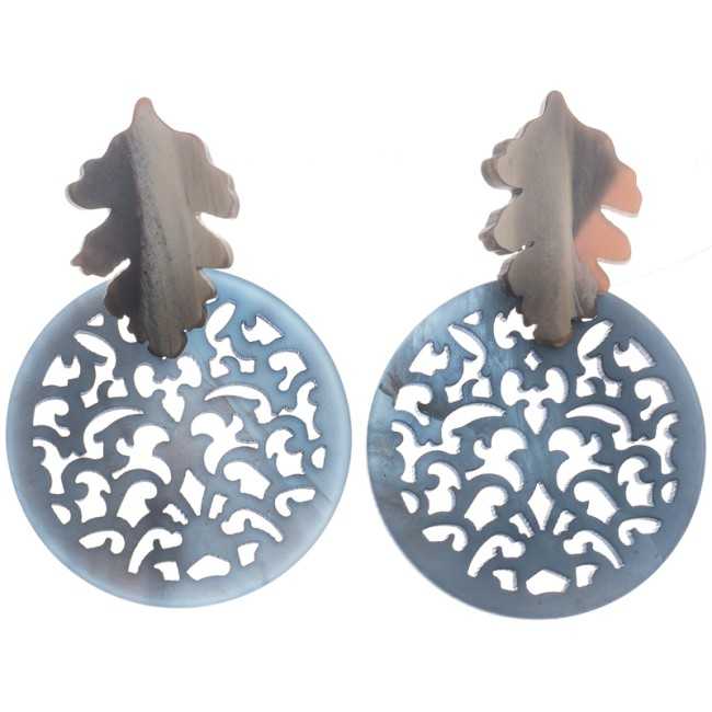 MATT RESIN FILIGREE HANGING LEAF EARRINGS