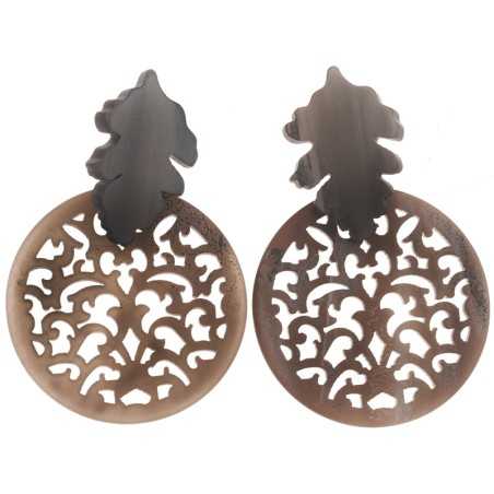 MATT RESIN FILIGREE HANGING LEAF EARRINGS